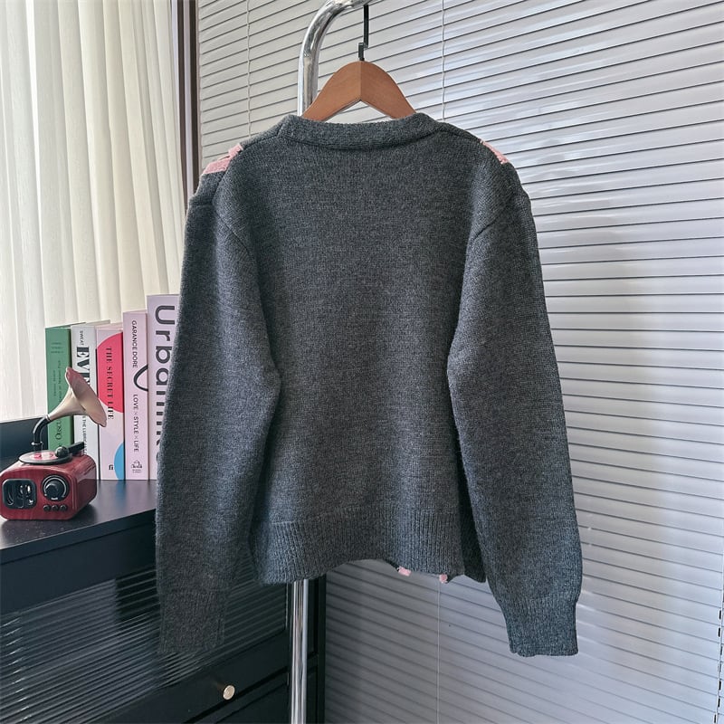 【outer】リボン付きニットカーデ　M25725