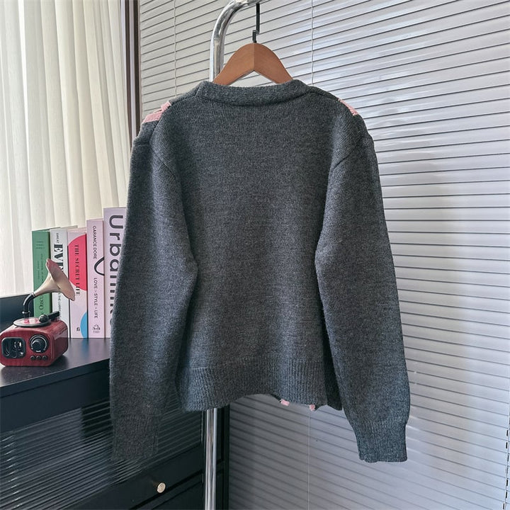 【outer】リボン付きニットカーデ　M25725