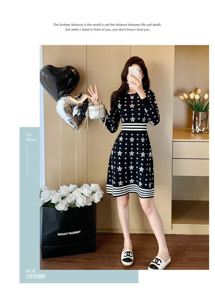 【dress】ジャカードニットワンピース　M28361