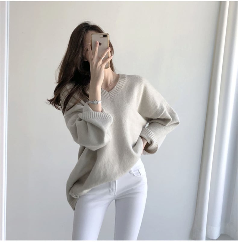 【tops】Vネックニットセーター　M25615