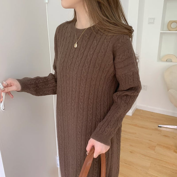 【dress】韓国系無地ニットワンピース着心地良い　M17658