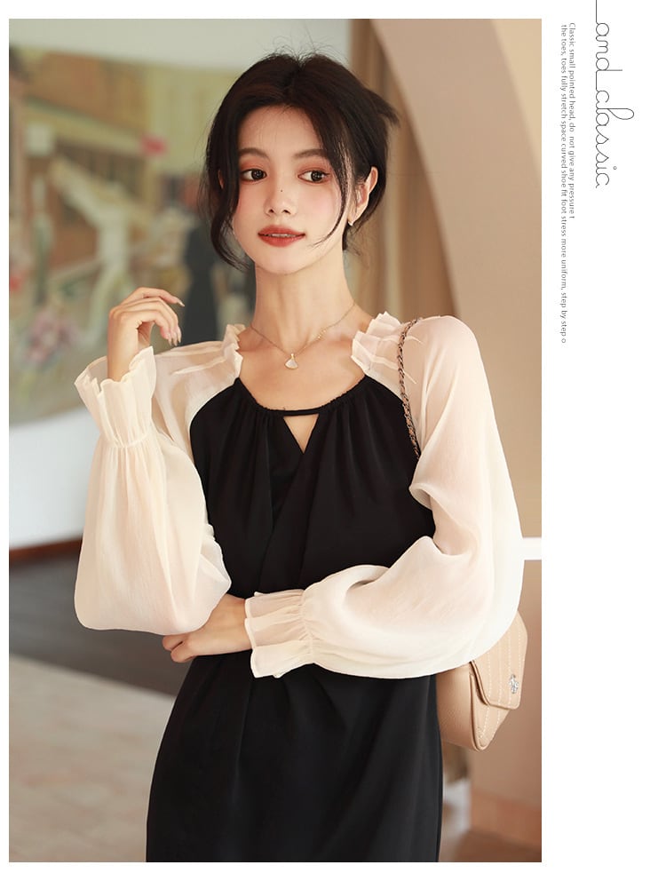 【dress】おしゃれ大人気切り替えデートワンピース着瘦せ　M17082
