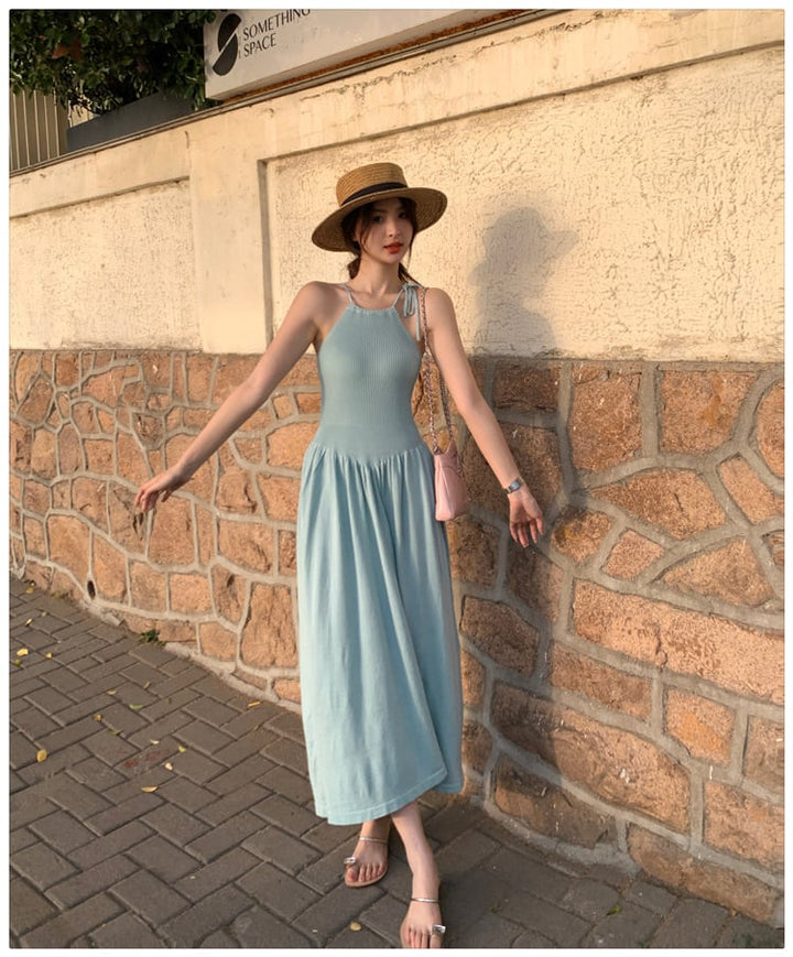 【dress】ニット切り替えワンピース