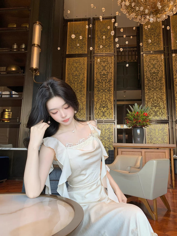【dress】フリルマーメイドロングワンピース Q8407