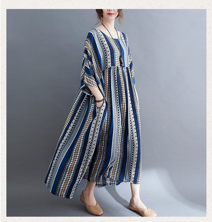 【dress】目立つ！カジュアルストライプ柄ワンピース　M17318