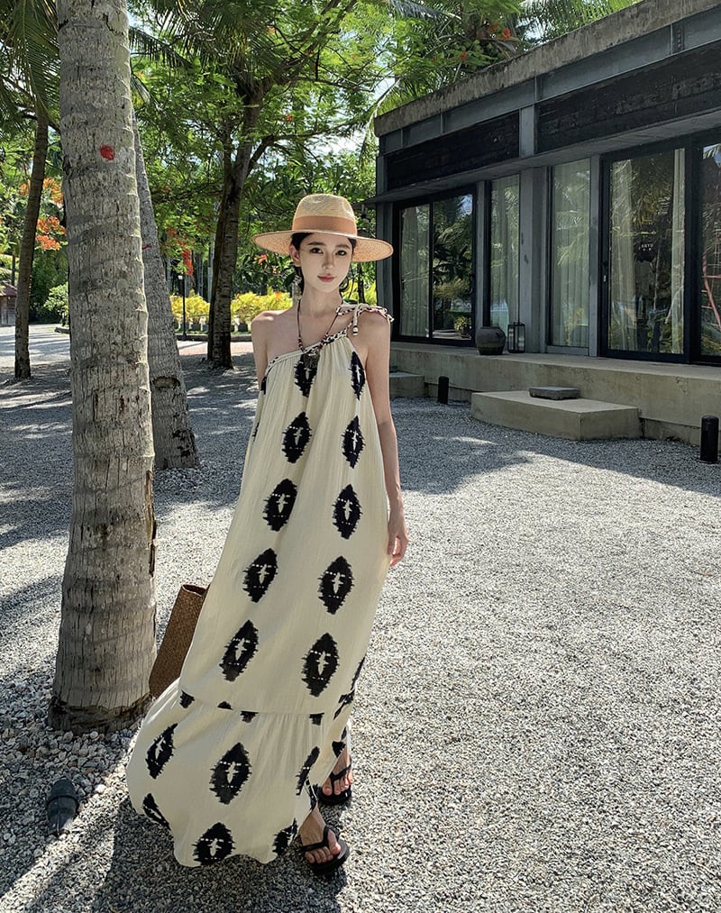 【dress】お洒落旅行レディースプリントワンピース　M16989