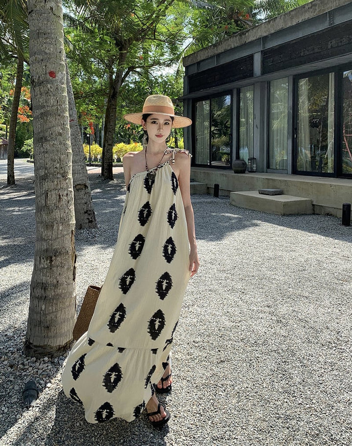 【dress】お洒落旅行レディースプリントワンピース　M16989