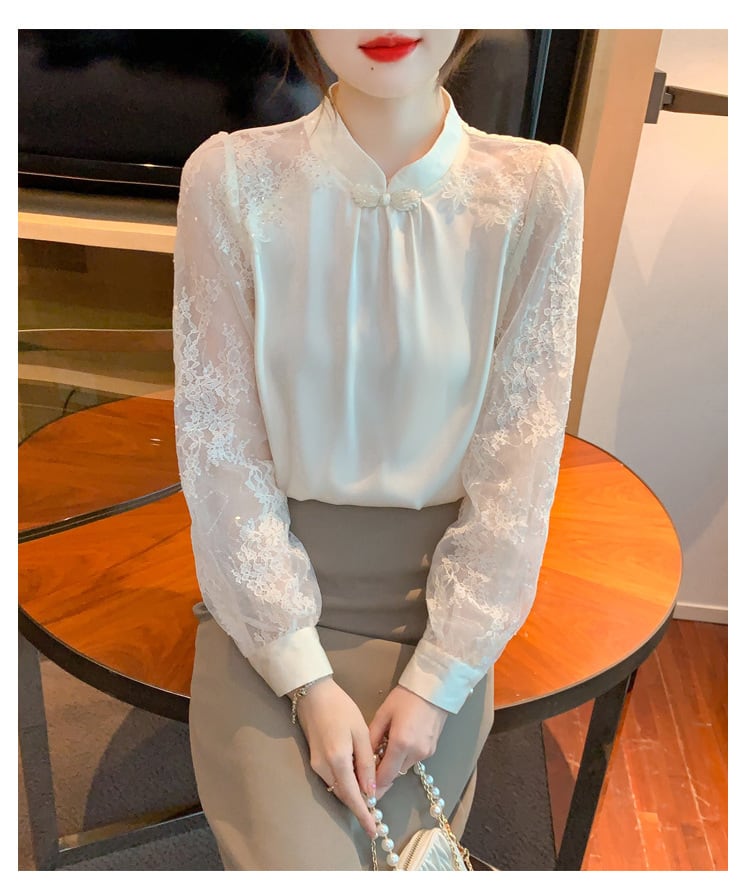 【tops】今季マストバイエレガントレースシャツトップス　M16981