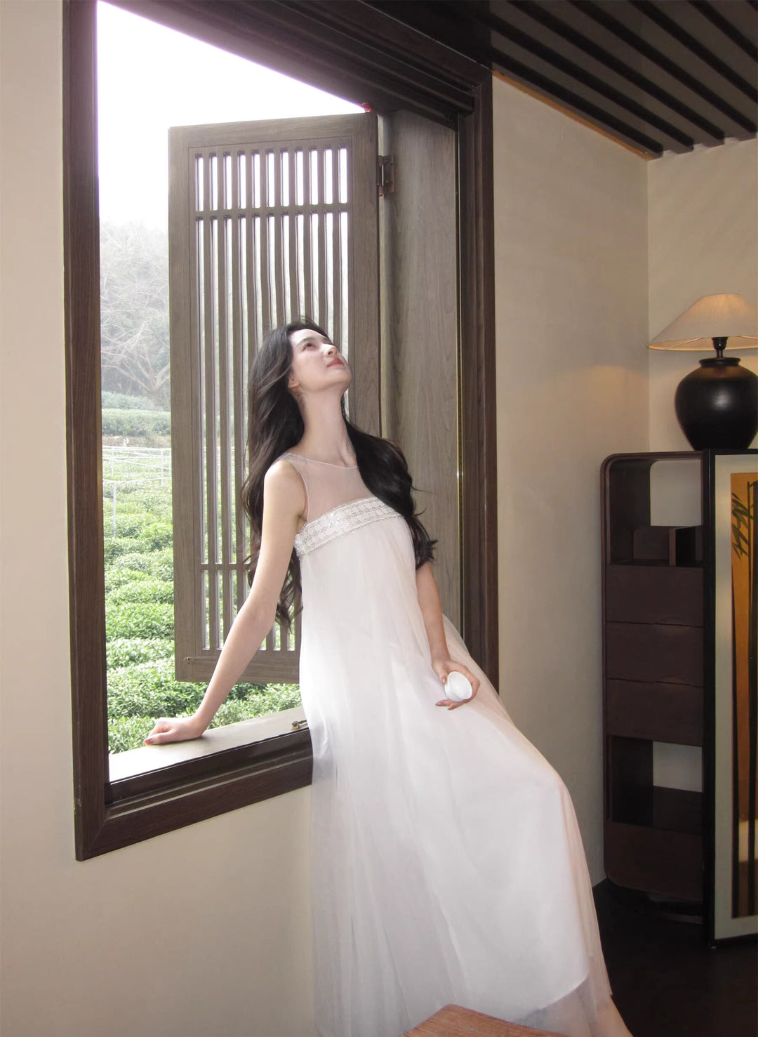 【dress】ノースリーブチュールワンピース Q7966