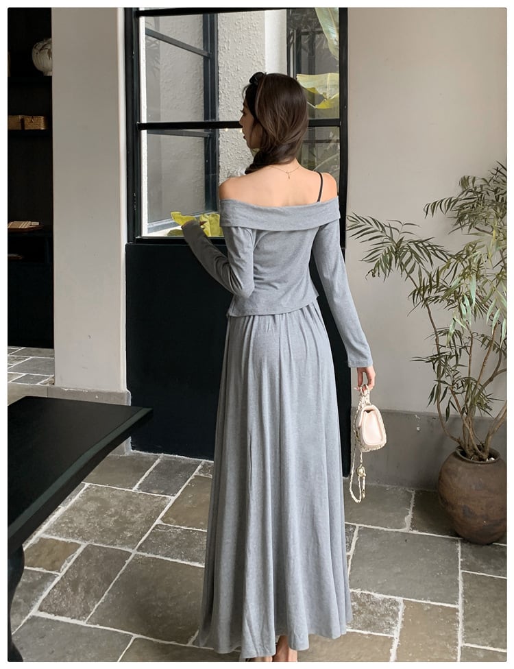 【set】不規則 イレギュラーTシャツ+スカートセット　M26555