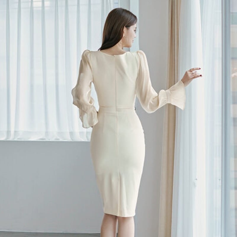 【dress】高級感 chicエレガント切り替えデートワンピース　M17596