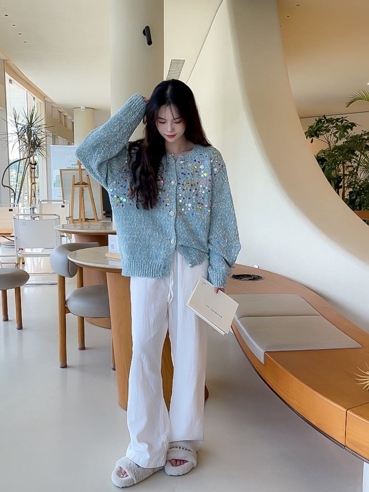 【outer】スパンコールニットカーデ　M26288
