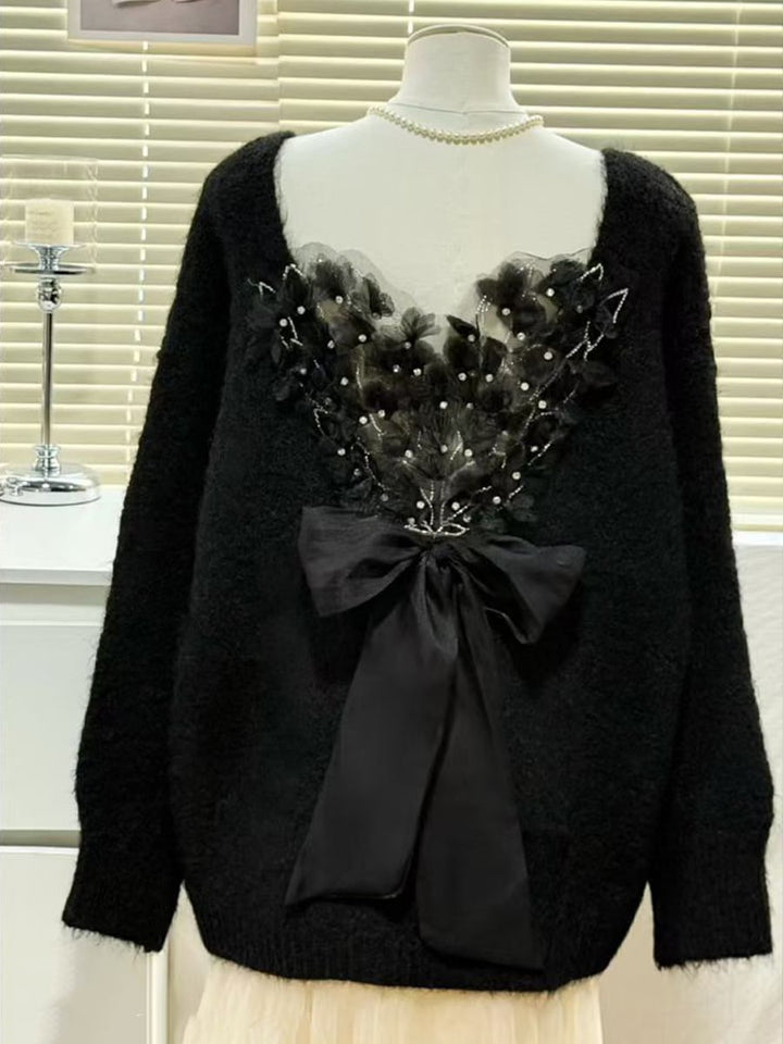 【tops】バックリボンニットトップス　N3505
