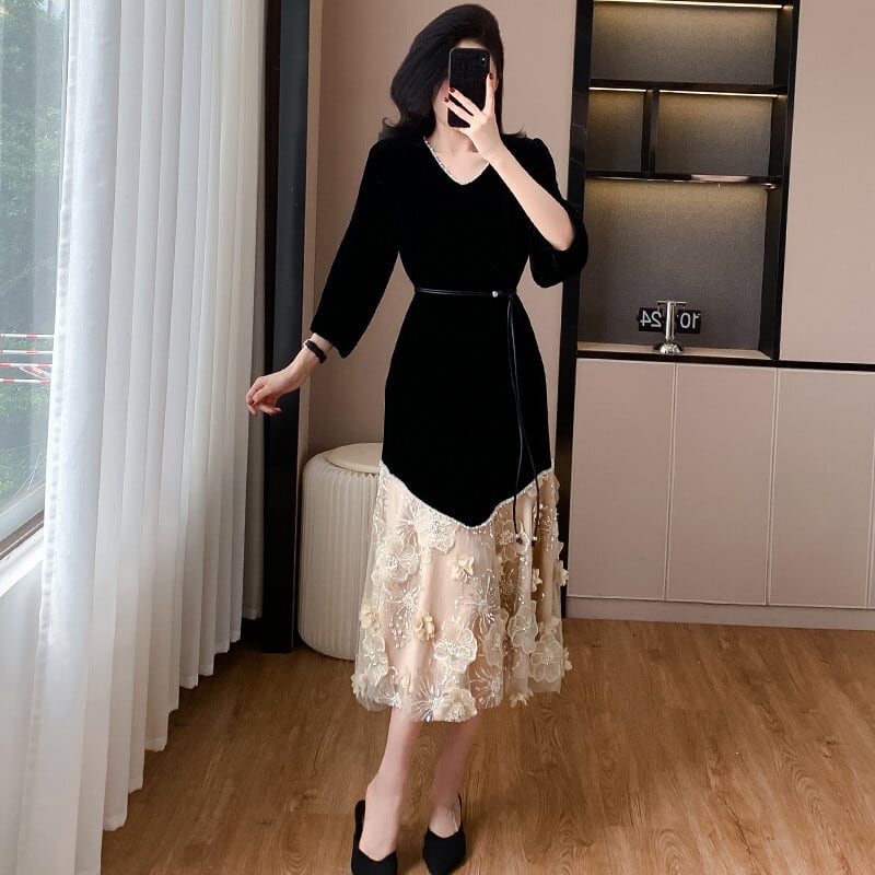 【dress】レース切り替ワンピース　M26931