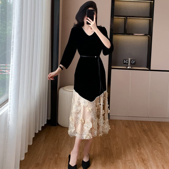 【dress】レース切り替ワンピース　M26931