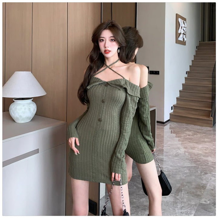 【dress】絶対欲しい ファッションセクシーワンピース着瘦せ　M16984
