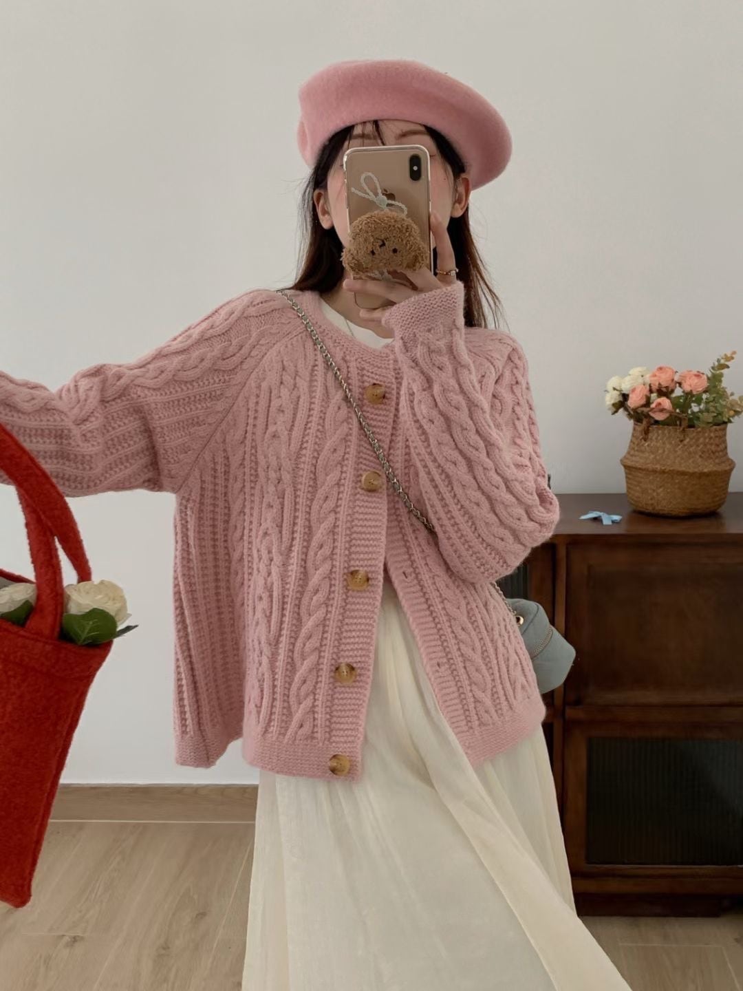 【outer】クルーネックニットカーデ　M18194