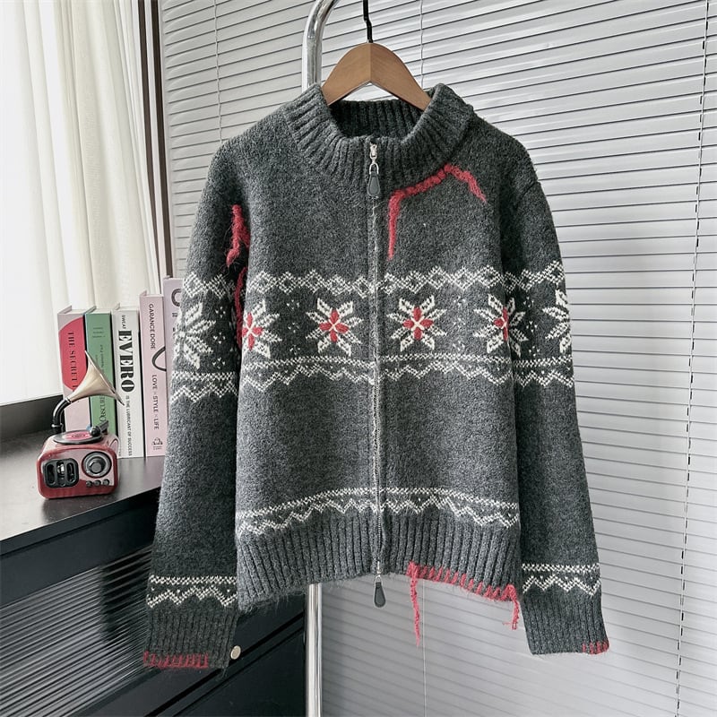 【outer】ジャカードニットカーデ　M26499