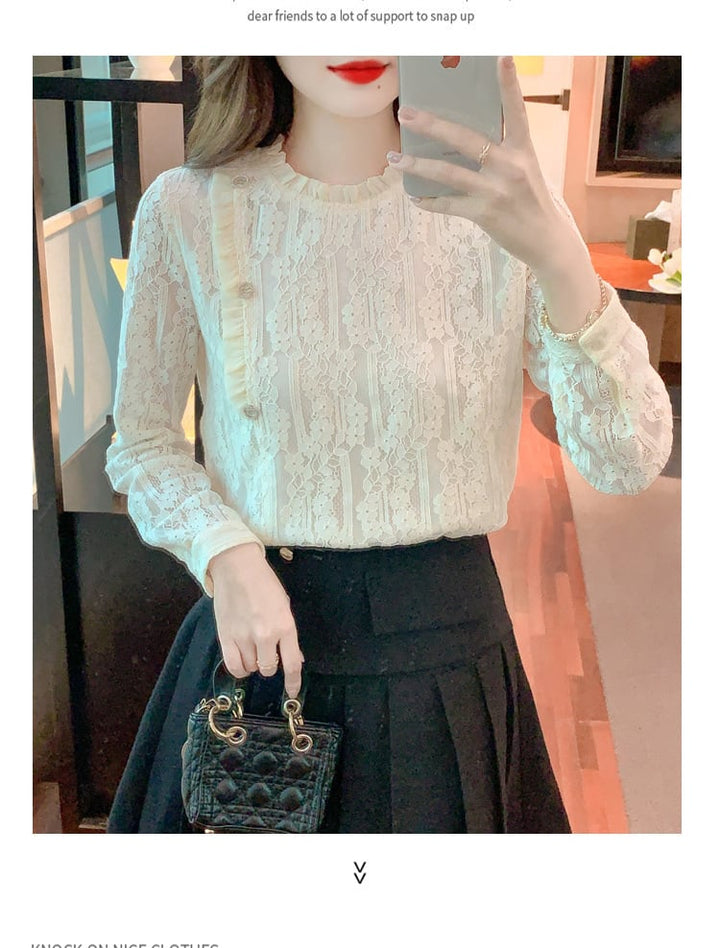 【tops】柔らかくて優しい印象レースシャツトップス　M17342