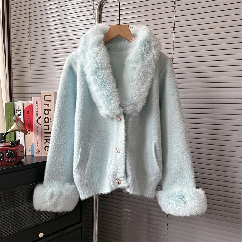 【outer】袖ファーニットカーデ　M18211