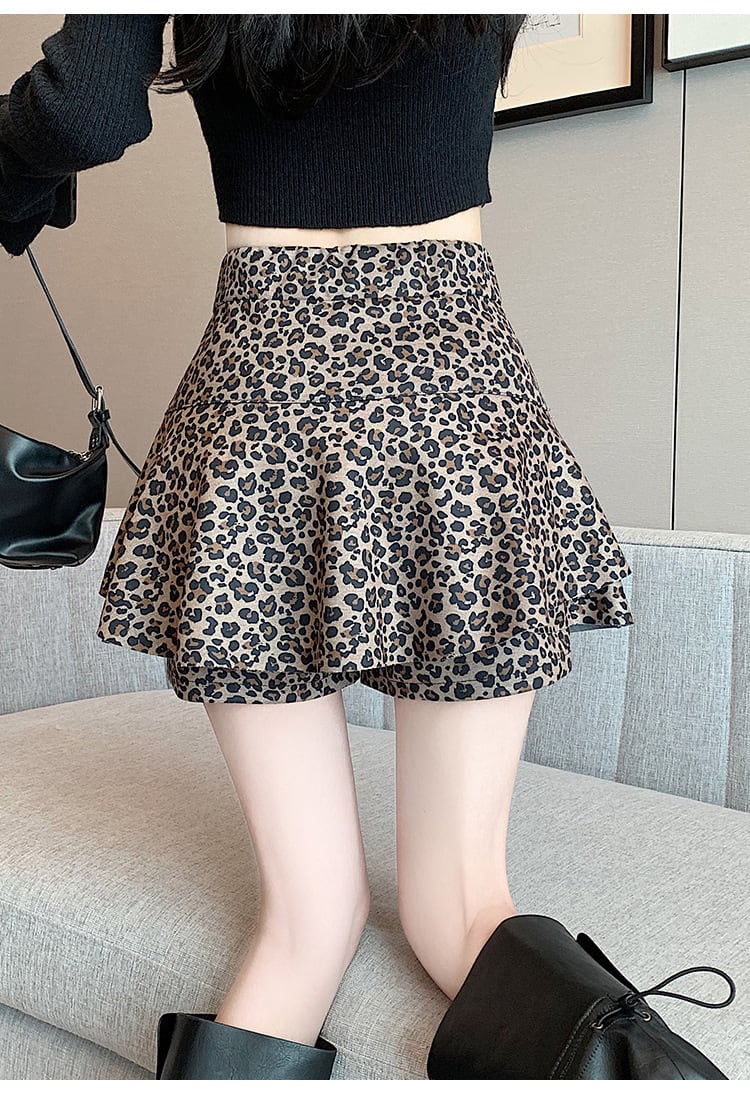 【bottoms】ヒョウ柄キュロットパンツ　M26580