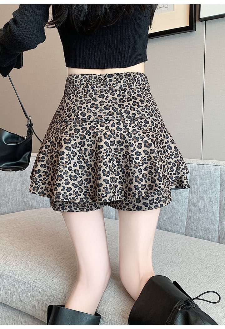 【bottoms】ヒョウ柄キュロットパンツ　M26580