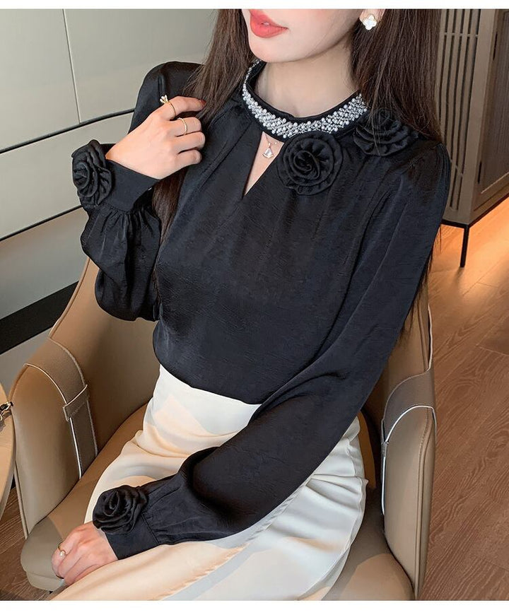 【tops】立体フラワーシャツトップス　M28972