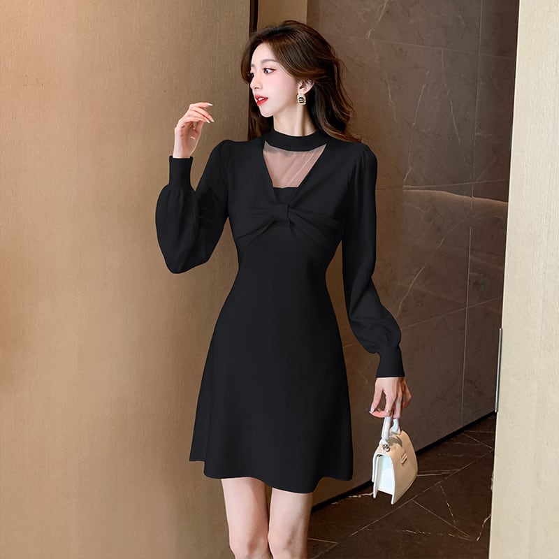 【dress】リボン付きニットワンピース　M18220