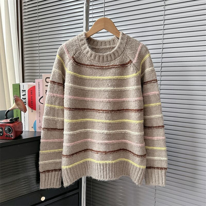 【tops】ボーダー柄ニットセーター　M18688