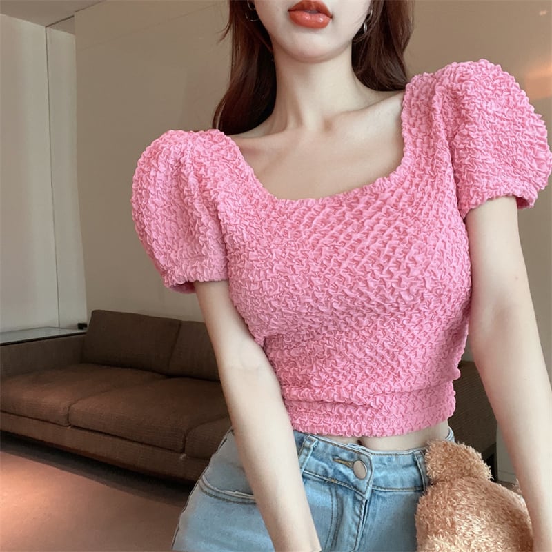 【tops】パフスリーブTシャツ　M25094