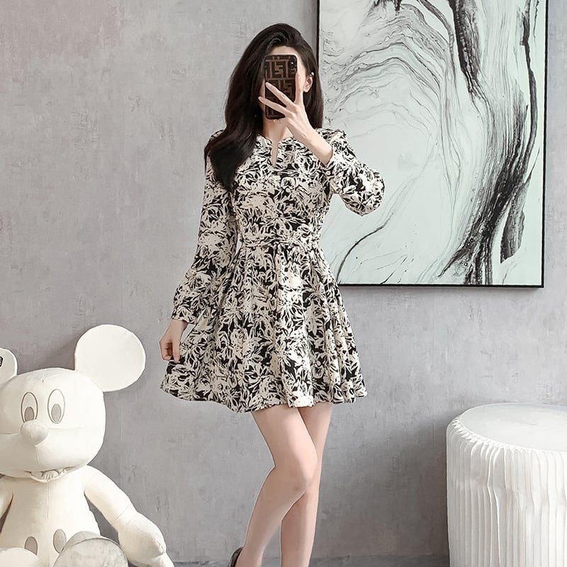 【dress】韓国系超人気スウィート花柄ワンピース着瘦せ　M17293