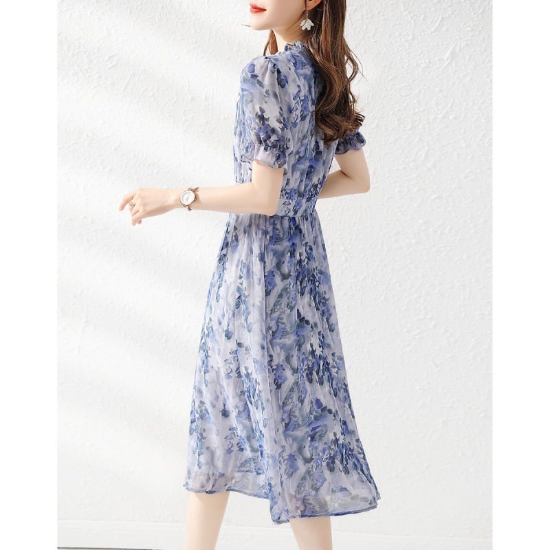 【dress】細身効果抜群♪エレガントプリントワンピース　M16967