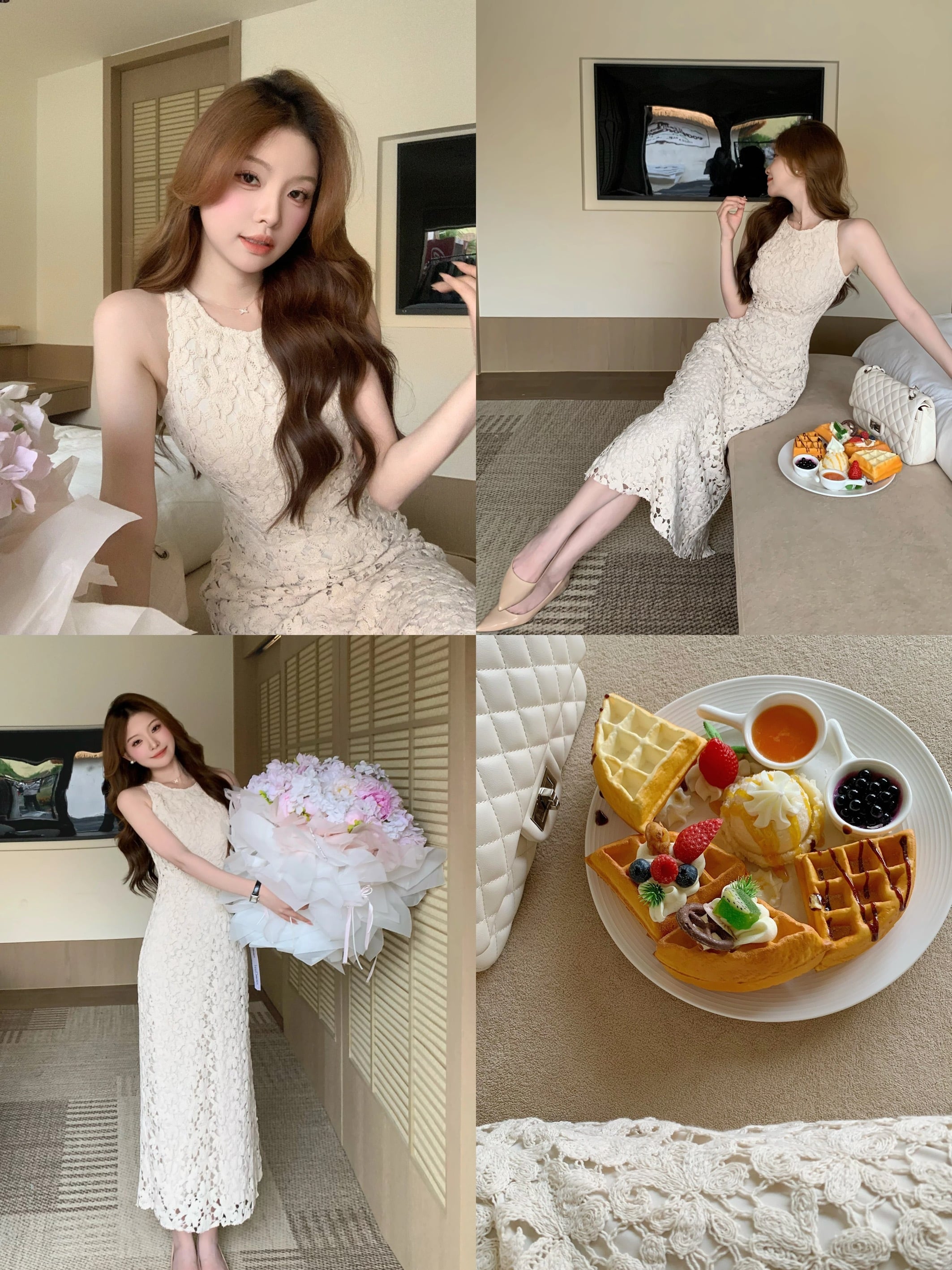dress】ノースリーブレースミニワンピース＆ロングワンピース N3560