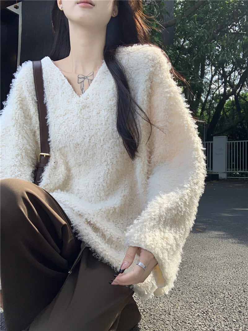 【tops】Vネックシャギープルオーバー　M26983
