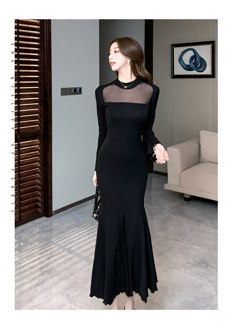 【dress】マーメイドチュールドッキングワンピース　M26803