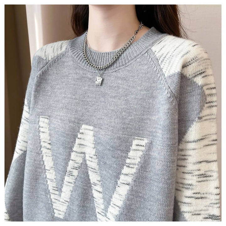 【tops】ジャカードニットセーター　M26572