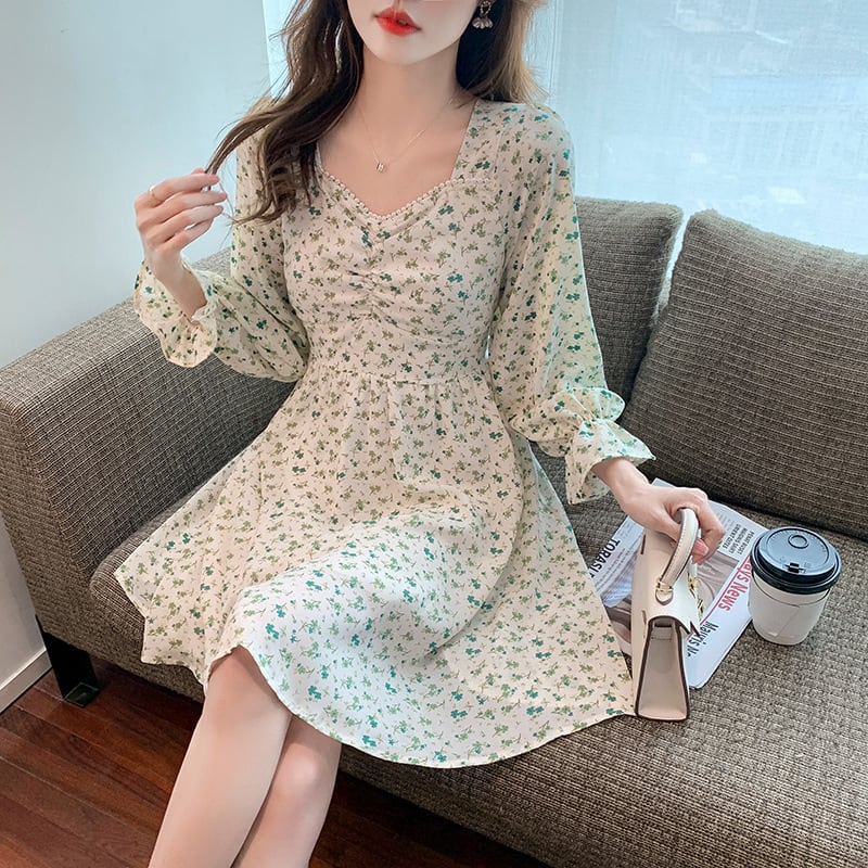 【dress】好感度UP一目惚れ清新花柄ワンピースオシャレ　M17068