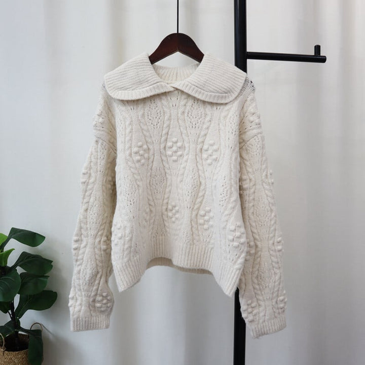 【tops】折り襟ニットセーター　M26898