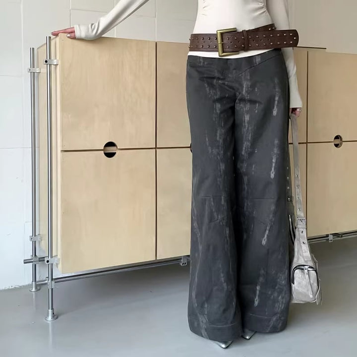 【bottoms】迷彩柄デニムワイドパンツ Q8277