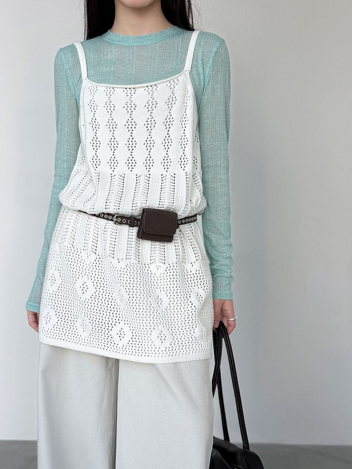 【tops】透かしニットキャミソール Q8326