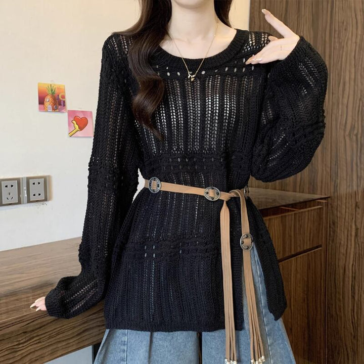 【tops】透かしニットトップス Q8304