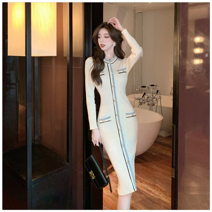 【dress】目立つ！エレガントニットワンピース　M17624