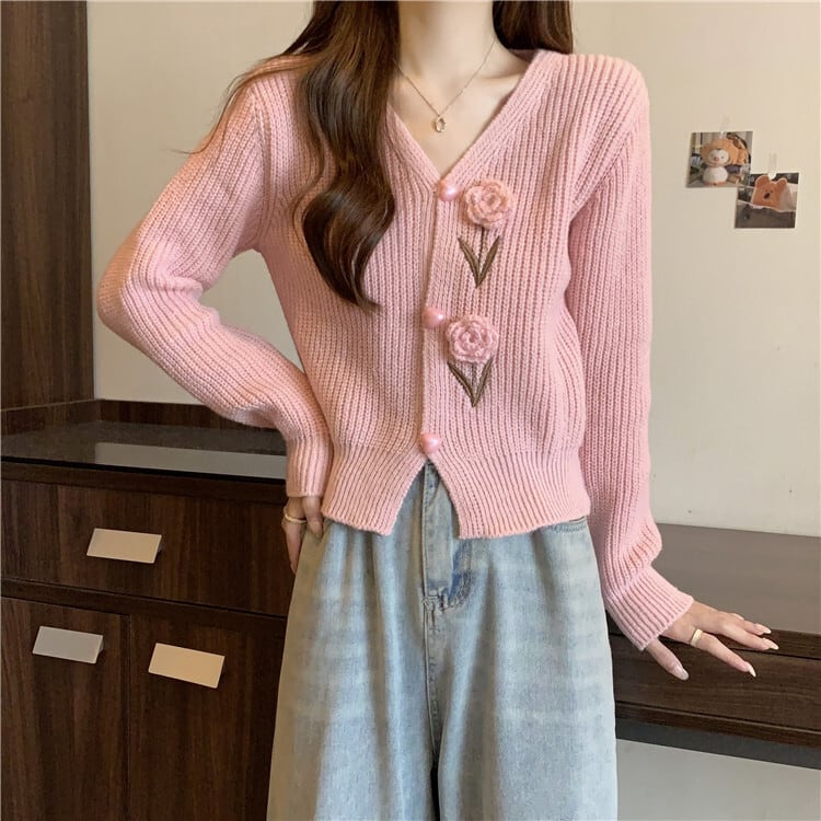 【outer】Vネックニットカーデ　M18128