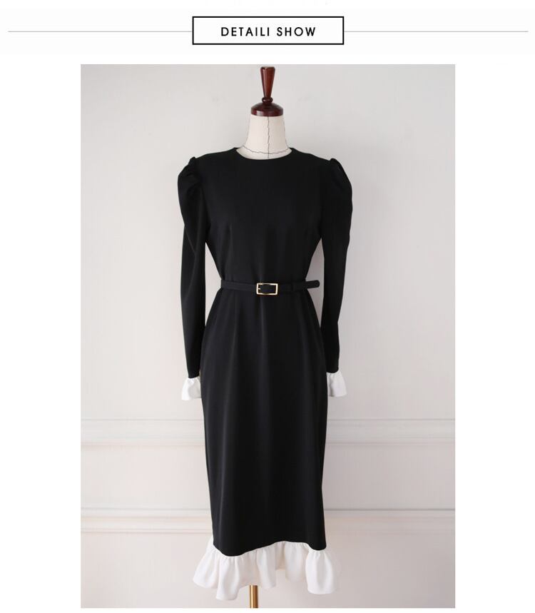 【dress】フリルドッキングワンピース　M18726