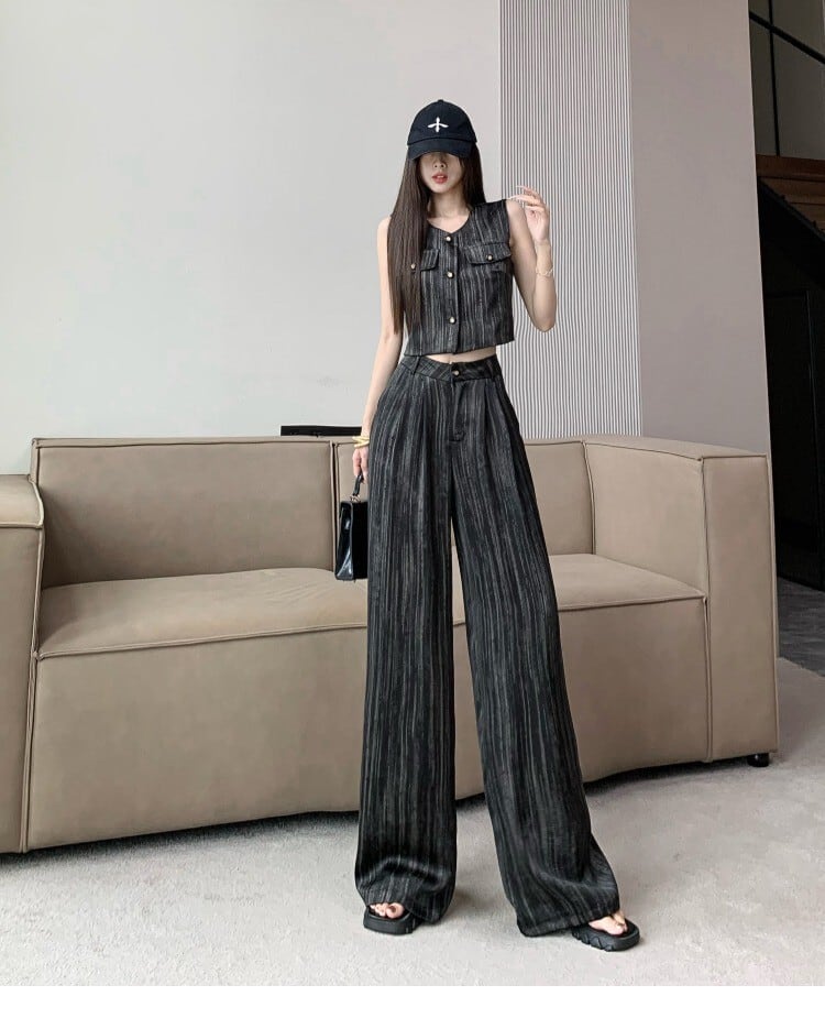 【set】ベスト×ワイドパンツセット　M24913