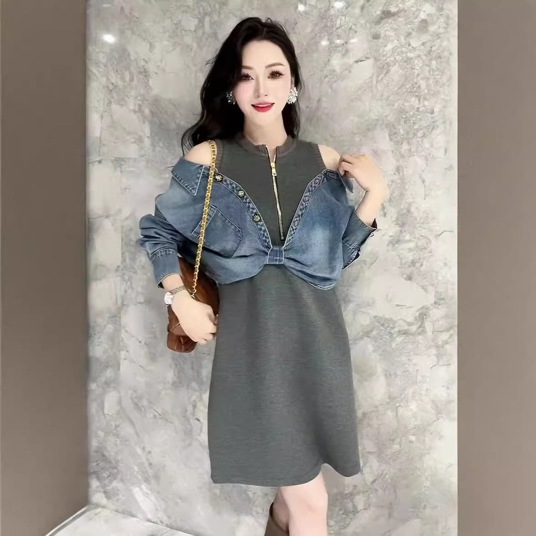 【dress】デニム切り替えワンピース　M26417