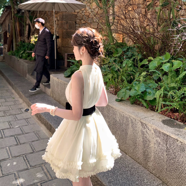 【dress】リボンベルト付きミニワンピース　N3580