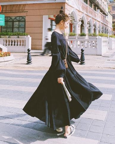 【dress】高級感 シンプル無地デートワンピース韓国系超人気　M16809