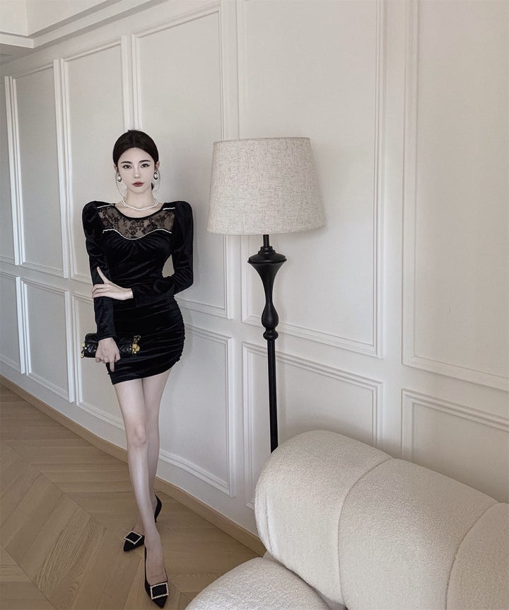 【dress】レース切り替えデートワンピース　M26639