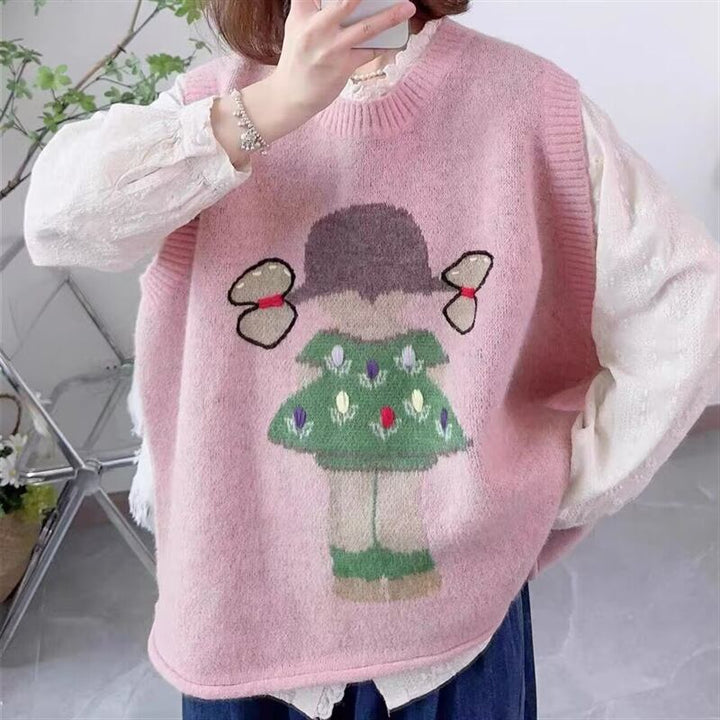 【tops】カートゥーンニットベスト　M18831